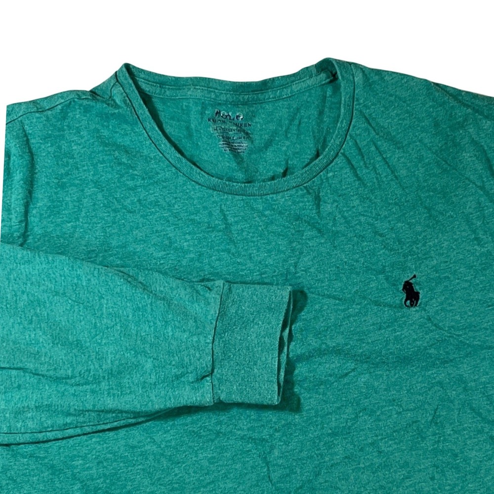 Polo Ralph Lauren Long Sleeve T-Shirt‎ Mens XL Green Custom Slim Fit Cotton Tee